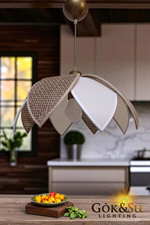 Rattan Papatya Model Naturel Renk Avize