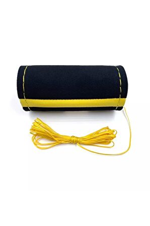 Universal Alkantara Dikmeli Direksiyon Kılıfı Sarı Yüzüklü 38×10.5cm