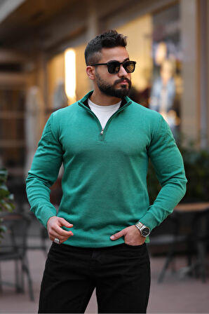 Slim Fit Fermuarlı Kazak