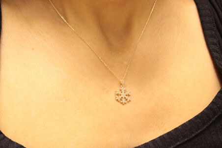 Altın Kar Tanesi Kolye Ucu ve Zinciri