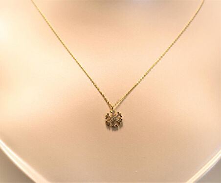 Altın Kar Tanesi Kolye Ucu ve Zinciri