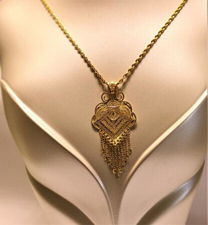 Altın Hint Kolye  Ucu ve Halat Zincir 3753