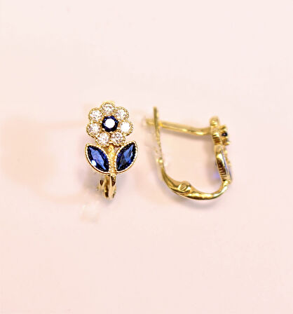 Altın Papatya Bebek-Çocuk Küpesi