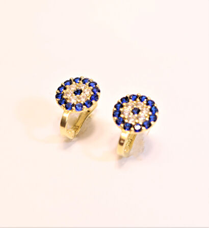 Altın Nazar Boncuklu Bebek-Çocuk Küpesi