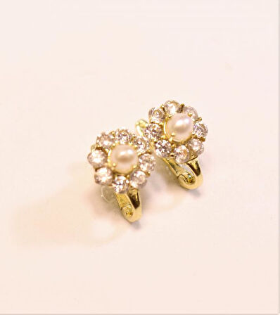 Altın İncili Bebek-Çocuk Küpesi