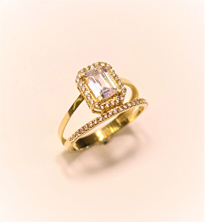 Altın Baget Taşlı Yüzük