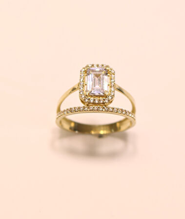 Altın Baget Taşlı Yüzük