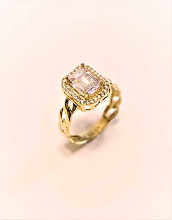 Altın Baget Taşlı Yüzük