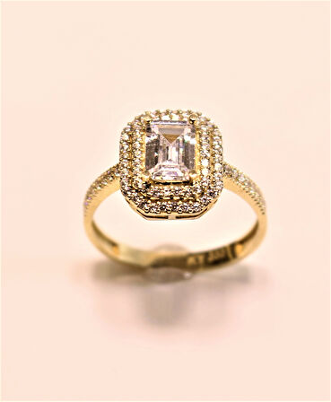 Altın Baget Taşlı Yüzük