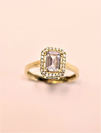 Altın Baget Taşlı Yüzük