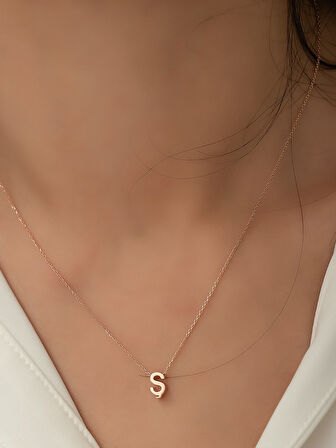 Altın 3 Boyutlu Ş Harfi ve Zinciri