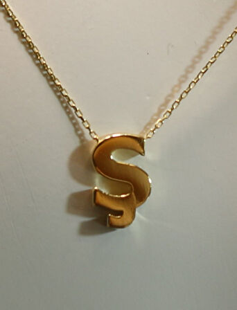 Altın 3 Boyutlu Ş Harfi ve Zinciri