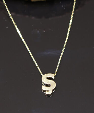 Altın 3 Boyutlu Ş Harfi ve Zinciri