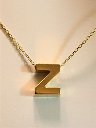 Altın 3 Boyutlu Z Harfi ve Zinciri
