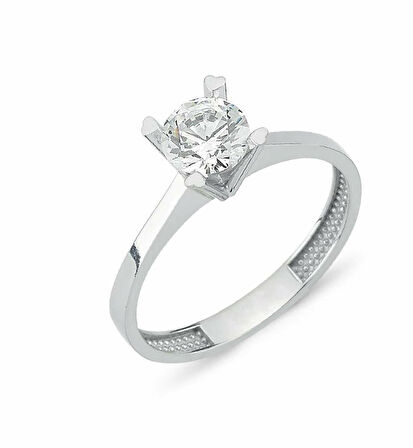 Beyaz Altın Tek Taş Yüzük 34103