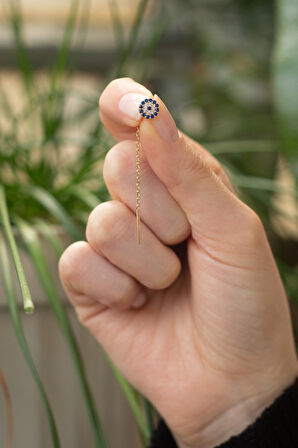 Nazar Boncuklu Sallantılı İğne Küpe