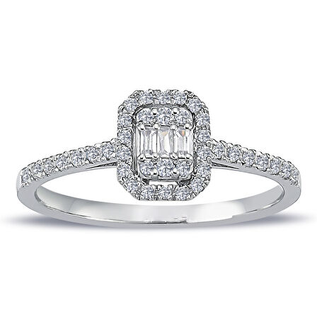 Pırlanta Baget Taşlı Yüzük