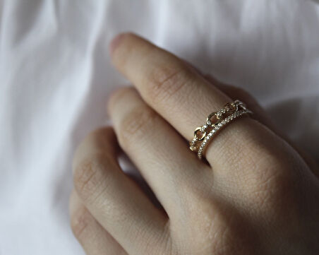 Altın Suyolu Zincir Taşlı Yüzük