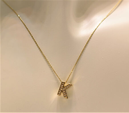 Taşlı 3 Boyutlu K Harfi ve Zinciri