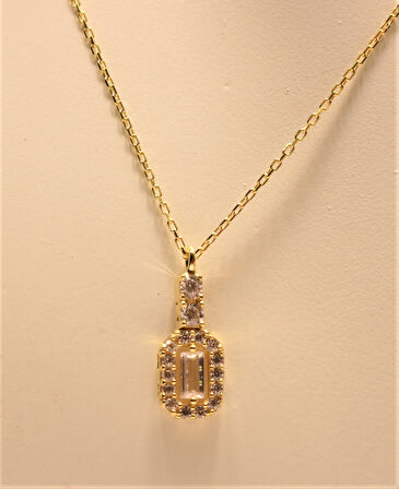 Altın Baget Taşlı Hayalet Kolye