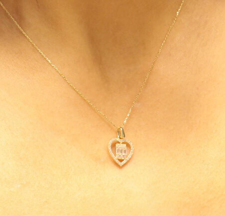 Altın Baget Taşlı Hayalet Kolye