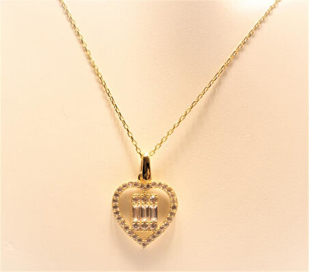 Altın Baget Taşlı Hayalet Kolye