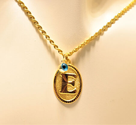 Altın Nostaljik E Harfli Halat Zincir