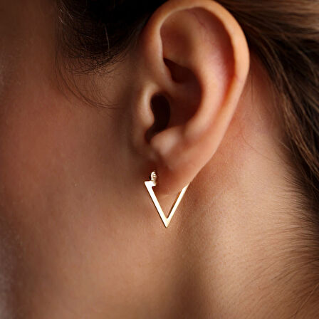 Altın Üçgen Taşsız  Küpe