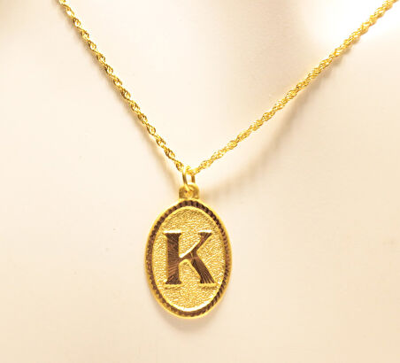 Altın Halat Zincirli Nostaljik K Harfi