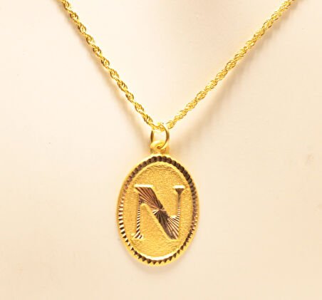  Altın Halat Zincirli Nostaljik N Harfi