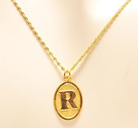  Altın Halat Zincirli Nostaljik R Harfi