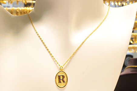  Altın Halat Zincirli Nostaljik R Harfi