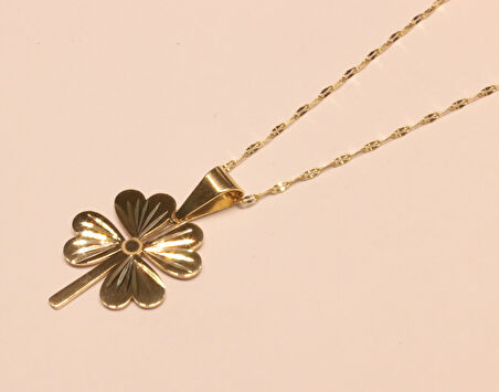 Altın Yonca Figürlü Aynalı Zincir