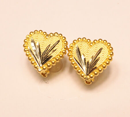 Altın Kalpli Taşsız J Küpe