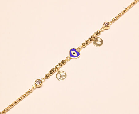 Altın Dorika Toplu Nazar Göz Bileklik