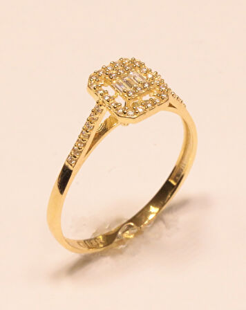 Altın Baget Taşlı Yüzük