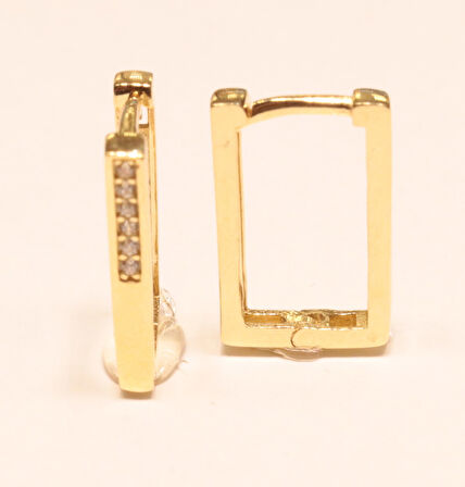 Altın Dikdörtgen Küpe