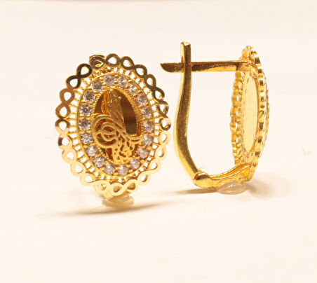 Altın Tuğralı J Küpe