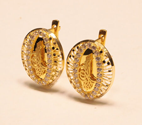 Altın Tuğralı J Küpe