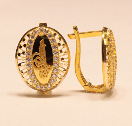 Altın Tuğralı J Küpe