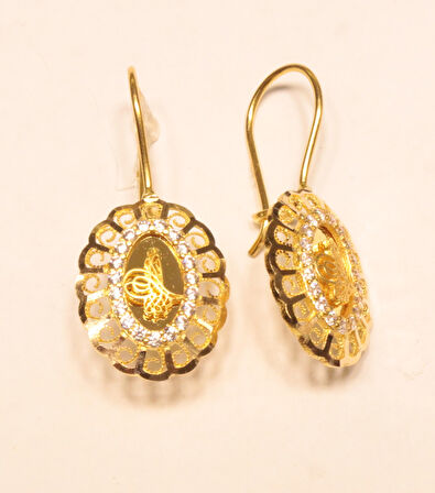 Altın Mengeçli Tuğralı  Küpe