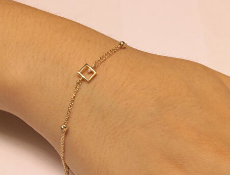 Altın Kare Model Bileklik