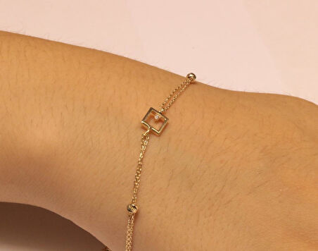 Altın Kare Model Bileklik