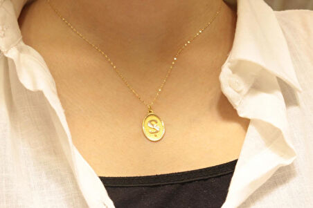 14 Ayar Altın Aynalı Zincirli Ş Harfi