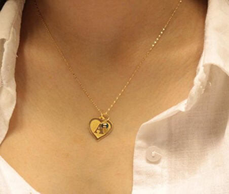 14 Ayar Altın A Harfli Aynalı Zincir