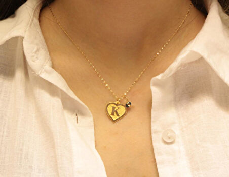 14 Ayar Altın K Harfli Aynalı Zincir