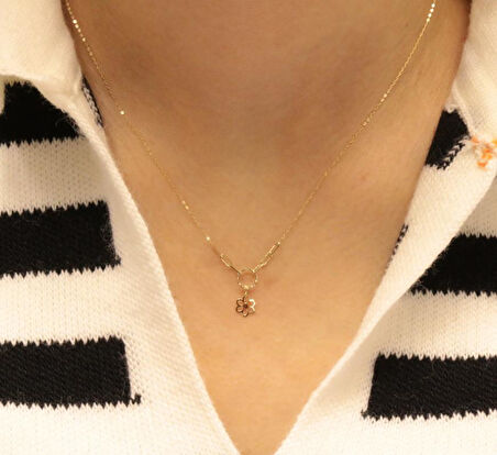 14 Ayar Altın Çiçek Figürlü Hayalet Kolye