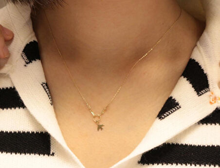 14 Ayar Altın Kırlangıç  Figürlü Hayalet Kolye