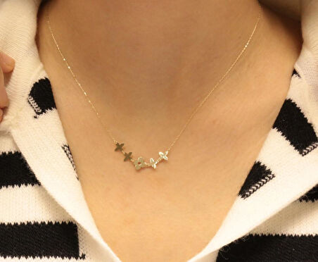 14 Ayar Altın Çiçek Figürlü Hayalet Kolye