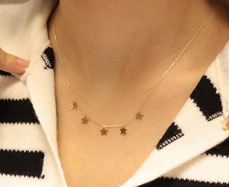 14 Ayar Altın Yıldız  Figürlü Hayalet Kolye